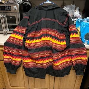 Vintage Miccosukee Men's Multicolor Patterned Jacket Hand Made Native American